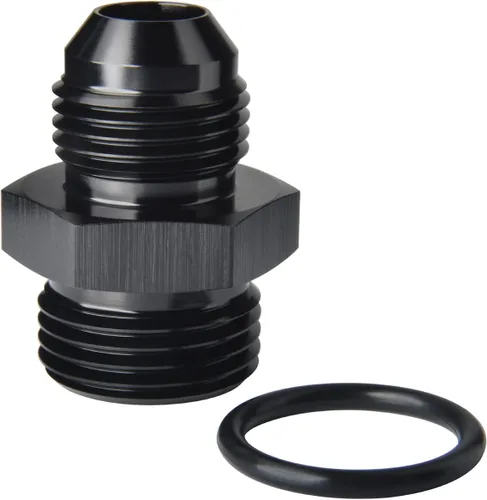 Vista 19 de 4AN macho a 4AN ORB con junta tórica Boss adaptador de riel de bomba de combustible de aluminio negro