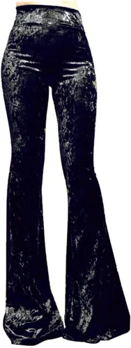Vista 118 de ShopMyTrend - Pantalones de yoga largos con piernas anchas y acampanadas estilo palazzo, con cintura alta, para mujer