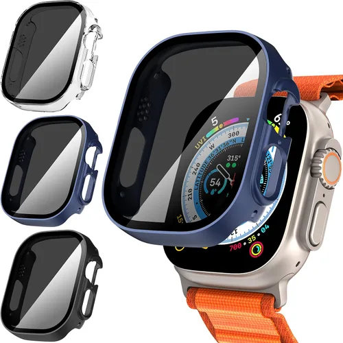 Vista 15 de Suoman - Funda protectora de pantalla para Apple Watch Series 6/5/4 SE de 1.575 in Paquete de 3 fundas ultrafinas de vidrio templado para iWatch