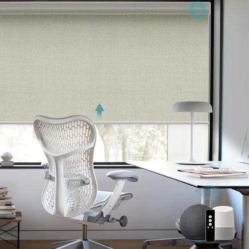 Vista 28 de SmartWings Z-Wave/Zigbee Smart - Persianas enrollables, vinilo beige Persianas motorizadas eléctricas 100% opacas con control remoto, persianas