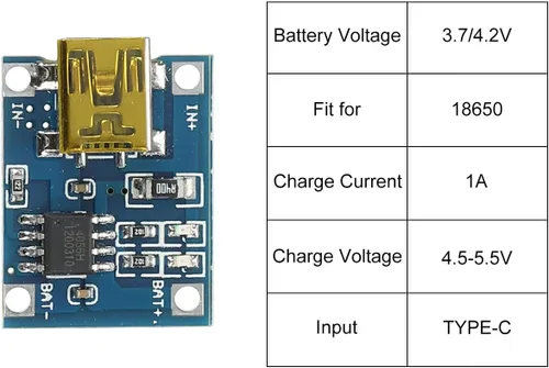 Vista 5 de MECCANIXITY Mini USB 4.5-5.5V 1A 18650 Cargador de Batería Módulo de Carga Placa de Carga Dos Funciones de Protección Paquete de 10