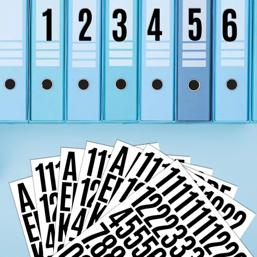Vista 7 de 840 piezas de 16 hojas de calcomanías de letras grandes de 2 pulgadas, calcomanías de vinilo autoadhesivas impermeables para números, adecuadas