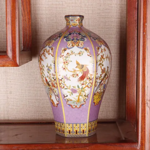 Vista 20 de Jarrón chino de porcelana de cerámica para decoración del hogar, florero japonés de 10.5 pulgadas, recipiente sofisticado para ramas decorativas