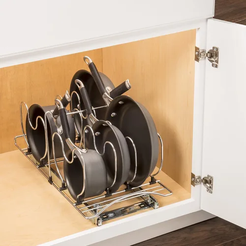 Vista 8 de LYNK PROFESSIONAL® Organizador de ollas y sartenes para gabinete, organizador de sartenes extraíbles, cajón de tapa para sartenes y ollas