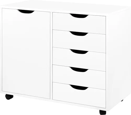 Vista 16 de Naomi Home Archivador de oficina con ruedas para debajo del escritorio, con 5 cajones y gabinete de almacenamiento lateral, organizador móvil