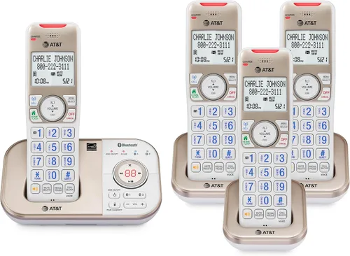 Vista 15 de AT&T 1-Handset DECT 6.0 - Teléfono inalámbrico expandible Bluetooth para el hogar con contestador, bloqueo inteligente de llamadas, identificador