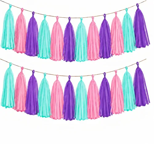 Vista 12 de Green Brown White Tissue Paper Tassel Garland, 15PCS Banner Green Coffee Brown