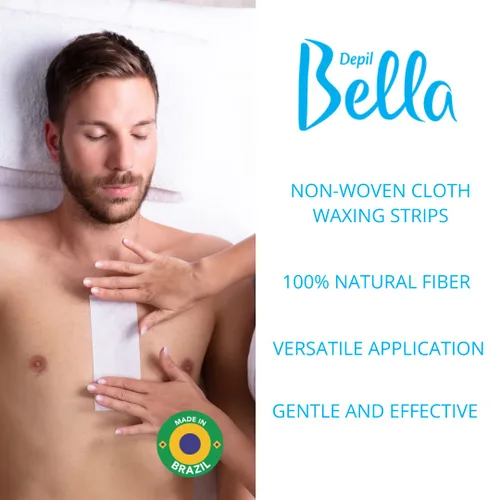 Vista 4 de Depil Bella Tiras de cera de tela no tejida 100% fibra natural Para depilación en casa y uso profesional (100 tiras)