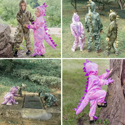 Vista 6 de DEAR MODEL Disfraz de T-rex rosa para niñas de 3 a 14 años