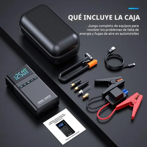 Vista 11 de 6000A batería de coche portátil arrancador con compresor de aire 160PSI 6000A-negro