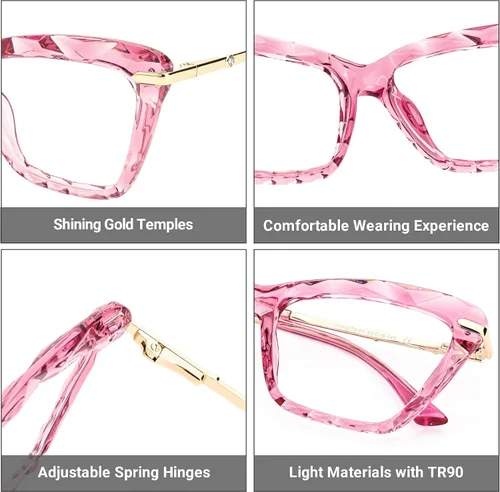 Vista 5 de Zeelool Gafas de bloqueo de luz azul ojo de gato de cristal para mujer Juliet VFP0270