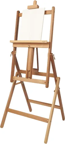 Vista 7 de Mabef M33 Caballete de estudio, madera de haya engrasada, caballete ajustable para interiores, convertible a mesa de pintura, soporta aceite