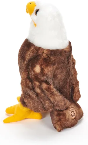 Vista 10 de The Petting Zoo Peluche de águila calva, regalos para niños, animales salvajes del zoológico Onez, juguete de peluche de águila calva de 12 pulgadas