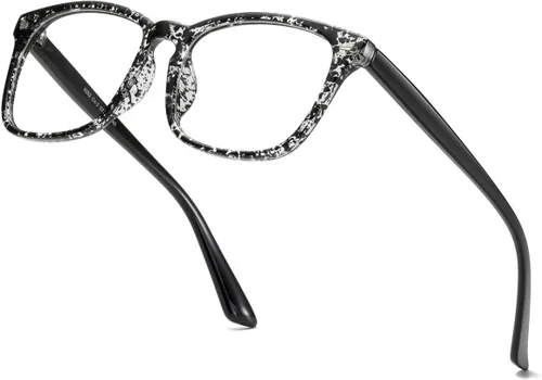 Vista 13 de Gafas cuadradas unisex con estilo sin receta Negro