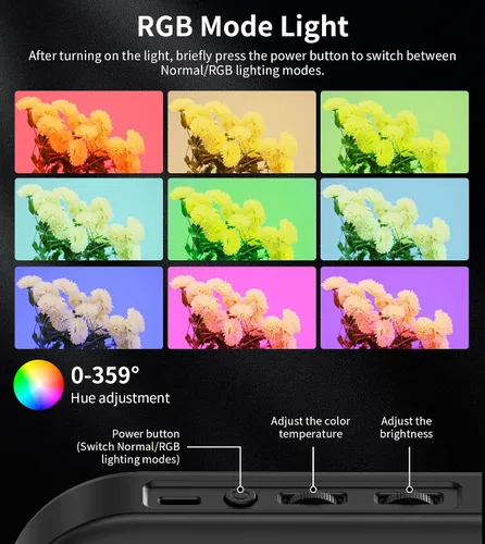Vista 14 de Anillo de luz selfie magnético de 6000mAh RGB para iPhone, luz de teléfono recargable de 448 LED con soporte de trípode mini, estabilizador de mano