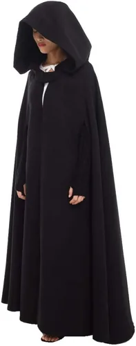 Vista 3 de GRACEART Women's Hood Woolen Cape Bridal Wedding Winter Cloak Plus Size Thick Coat Negro 1
