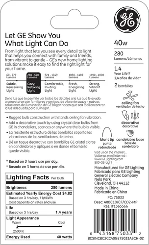 Vista 2 de GE Lighting 12165 2PK 40 watts CLR Foco roma