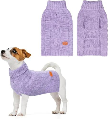 Vista 26 de BEAUTYZOO Suéteres de perro para perros pequeños, ropa de punto con agujero Pompones beige