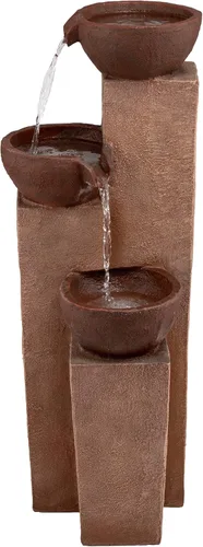Vista 9 de Alpine Corporation ZEN398 - Fuente de agua moderna de 3 niveles para exteriores de 35 pulgadas, elegante fuente de suelo rústica para jardín, patio