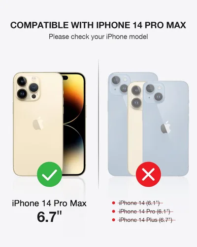 Vista 2 de OCASE Funda tipo cartera compatible con iPhone 14 Pro Max, de piel sintética, con tarjetero, soporte de bloqueo RFID
