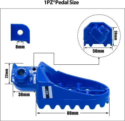 Vista 2 de 1PZ AP1-Y01 Estriberas de aluminio azules para pies, reemplazo para Honda XR50R CRF50 CRF70 CRF80 CRF100F Yamaha PW50 PW80 TW200 TTR90 TTR90E Moto