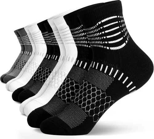 Vista 22 de IRAMY Calcetines de compresión de tobillo Coolmax para mujeres y hombres, calcetines que absorben la humedad, alivio de la fascitis plantar, 3/5
