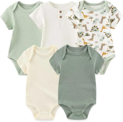 Vista 30 de Body de manga corta para bebé recién nacido, ropa de algodón de una pieza, 5 unidades, 0-12 meses