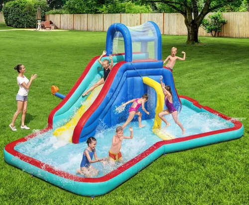 Vista 4 de H2OGO! Waterfall Waves Kids Inflatable Water Park with Heavy-Duty Blower Ondas de cascada