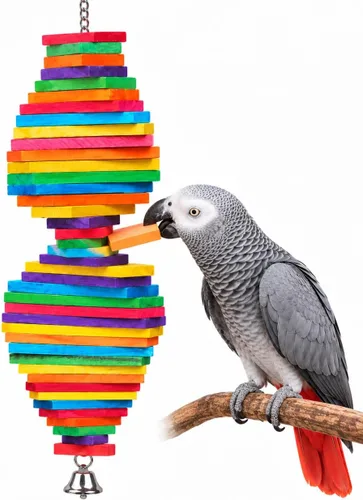 Vista 11 de KINTOR Juguete grande para masticar loro, juguete de jaula de pájaro para Banana