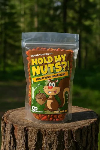 Vista 2 de Hold My Nuts Mezcla de condimentos picantes - Divertido diseño de ardilla con bellota - Aperitivos picantes para hombres y mujeres - Mezcla premium