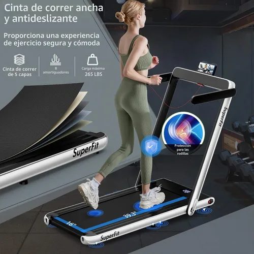Vista 3 de Goplus 2 in 1 Folding Treadmill, 2.25HP Superfit Under Desk Electric Treadmill, Installation-Free with Remote Control, APP Control and LED Display