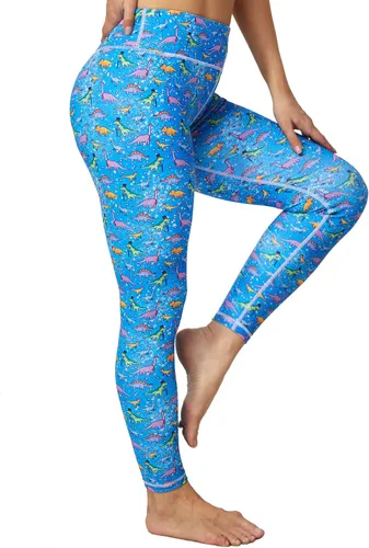 Vista 6 de UIUO-UIPEU Pantalones de yoga estampados con bolsillos para mujer, leggings de compresión con control de abdomen