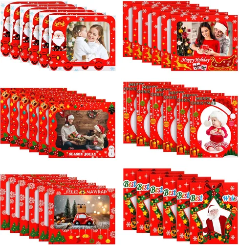 Vista 8 de Zonon 30 marcos de fotos de Navidad, marcos de fotos familiares, adornos colgantes para árbol de Navidad, fiesta de Año Nuevo, mejores deseos