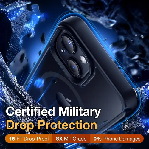 Vista 4 de Yriklso Funda para iPhone 13/iPhone14, compatible con MagSafe, a prueba de golpes, magnética 13, protección contra caídas de grado militar, funda