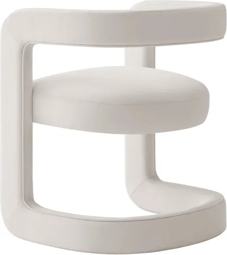 Vista 8 de Modway Winslow Silla de comedor de terciopelo resistente a las manchas en alabastro, sillón de barril con respaldo abierto, silla de comedor