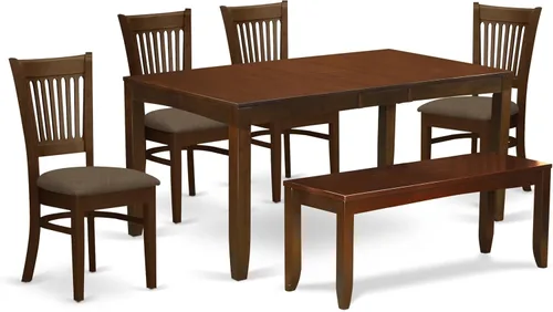 Vista 10 de East West Furniture LYVA5-ESP-C - Juego de mesa de cocina de 5 piezas para 4 personas, incluye una mesa de comedor rectangular con hojas de mariposa