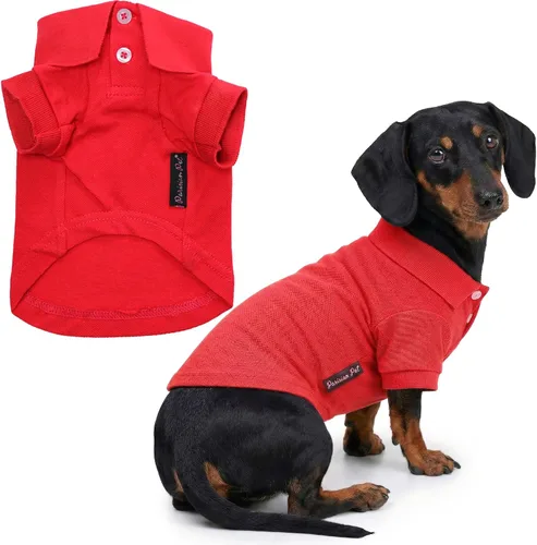 Vista 12 de Camisas Polo Parisian Pet - Camisa de Algodón Transpirable para Perros - Azul Sólido, Ropa de Verano con Capucha - Cuello con Botón para Perros