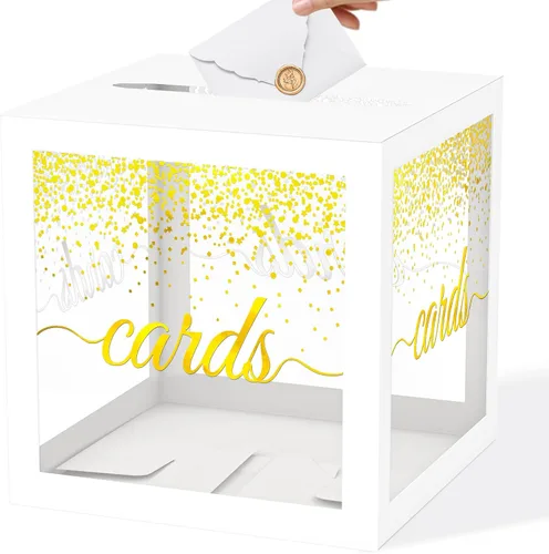 Vista 11 de WNINK Caja transparente para tarjetas de regalo, caja de recepción de tarjetas para cumpleaños, boda, compromiso, despedida de soltera o baby