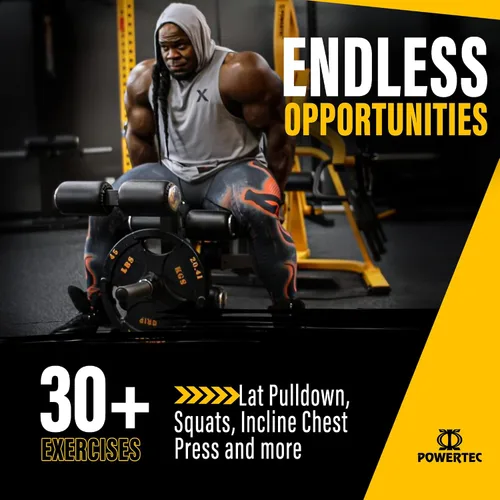 Vista 5 de Powertec Sistema de palanca de banco de trabajo de fitness, banco de entrenamiento, capacidad de peso de 500 libras, equipo de gimnasio