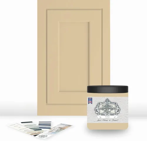 Vista 45 de Pintura TODO EN UNO, Abbey (gris cálido), Muestra de 8oz - Pintura duradera para gabinetes y muebles. Imprimación y capa superior incorporadas,
