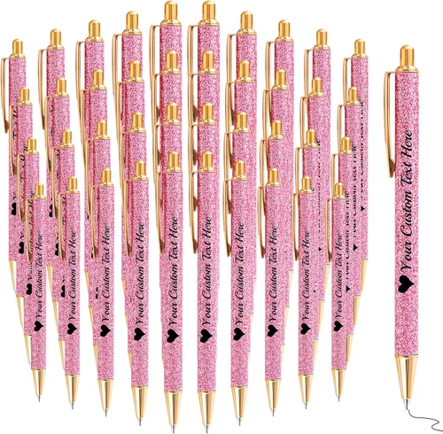 Vista 82 de Bolígrafos con purpurina personalizados con nombre, bolígrafos bonitos y bonitos personalizados, bolígrafos retráctiles de tinta negra, suministros
