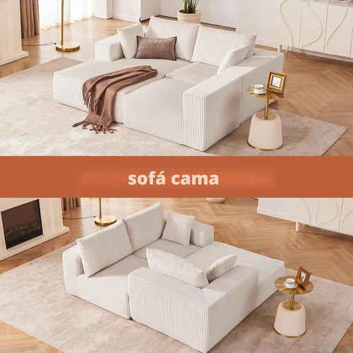 Vista 4 de Sofá seccional modular de 108", sofá seccional Cloud con asiento profundo, sofá modular moderno en forma de L con chaise, sofás tapizados sin Beige