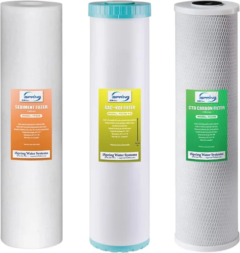 Vista 19 de iSpring F2WGB22B Juego de repuesto de filtro de agua de 2 etapas de 4.5 x 20 pulgadas para toda la casa con cartuchos de bloque de sedimentos