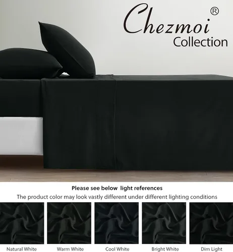 Vista 5 de Chezmoi Collection Juego de sábanas y fundas de almohada de tamaño individual lavado a piedra, 3 piezas, extra suave, transpirable, resistente a