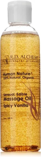 Vista 6 de RD Alchemy - Aceite de masaje comestible 100% natural y orgánico, juego de 2 piezas, paquete de muestra de 4 sabores + masajeador corporal.
