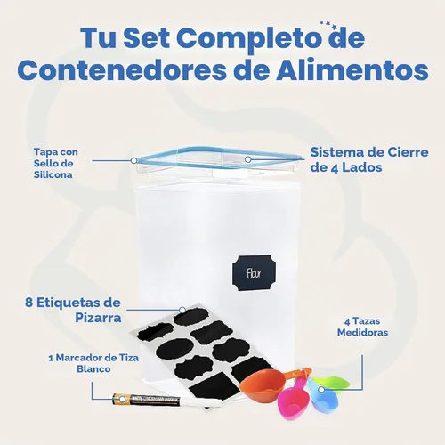 Vista 2 de Chef's Path Recipientes herméticos extra grandes de almacenamiento de harina y azúcar con tapas, juego de 2, recipientes de despensa de 6.5L