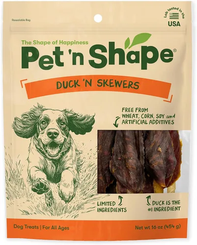 Vista 10 de Pet 'n Shape Chik 'n Skewers - Golosinas masticables de cuero crudo envueltas en pollo para perros, 1 libra
