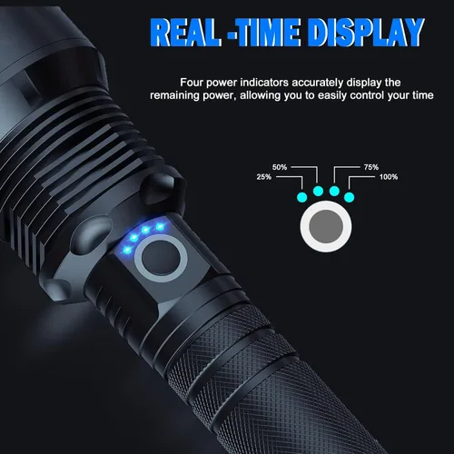 Vista 5 de Linterna LED recargable de 5000 lúmenes, portátil impermeable súper brillante