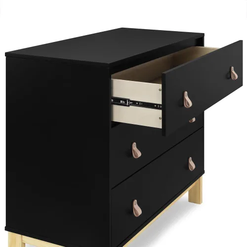 Vista 9 de babyGap Legacy 3 Drawer Dresser with Leather Pulls and Interlocking Drawers by Delta Children, Ebony/Natural Ébano/Natural