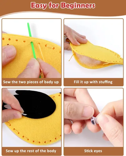 Vista 4 de CiyvoLyeen Kit de Costura de Aves Silvestres para Niños y Niñas Kit de Costura de Animales para Principiantes Conjunto de 12 Proyectos de Costura